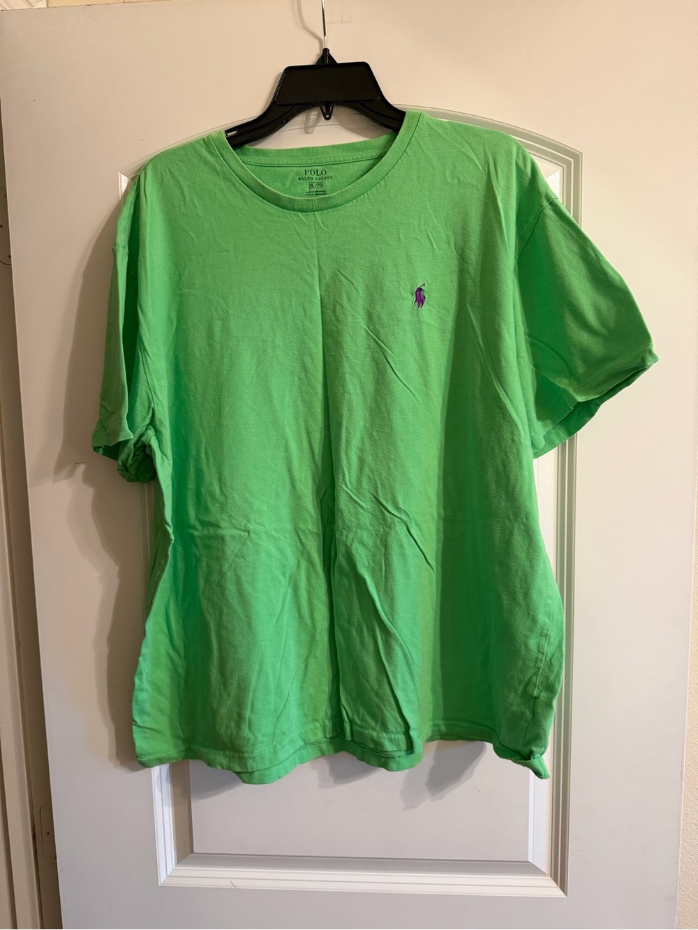 Polo by Ralph Lauren Short Sleeve Crew T-Shirt in Bright Green with Purple Logo
